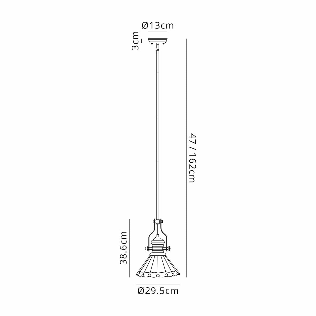 Nelson Lighting NLK15029 Louis, Umbrian 1 Light Pendant Matt Black Green/Cream