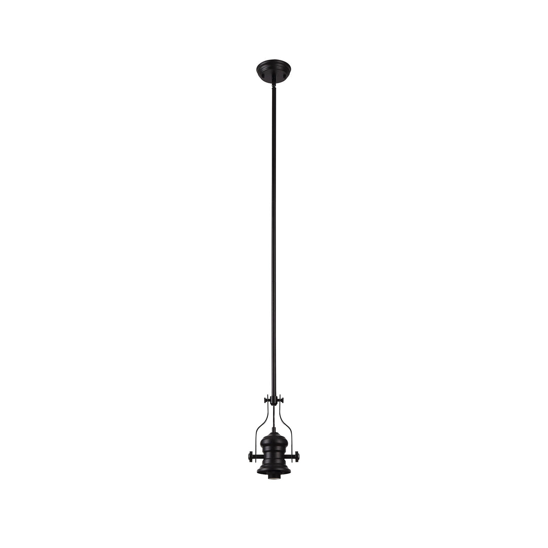 Nelson Lighting NLK15029 Louis, Umbrian 1 Light Pendant Matt Black Green/Cream