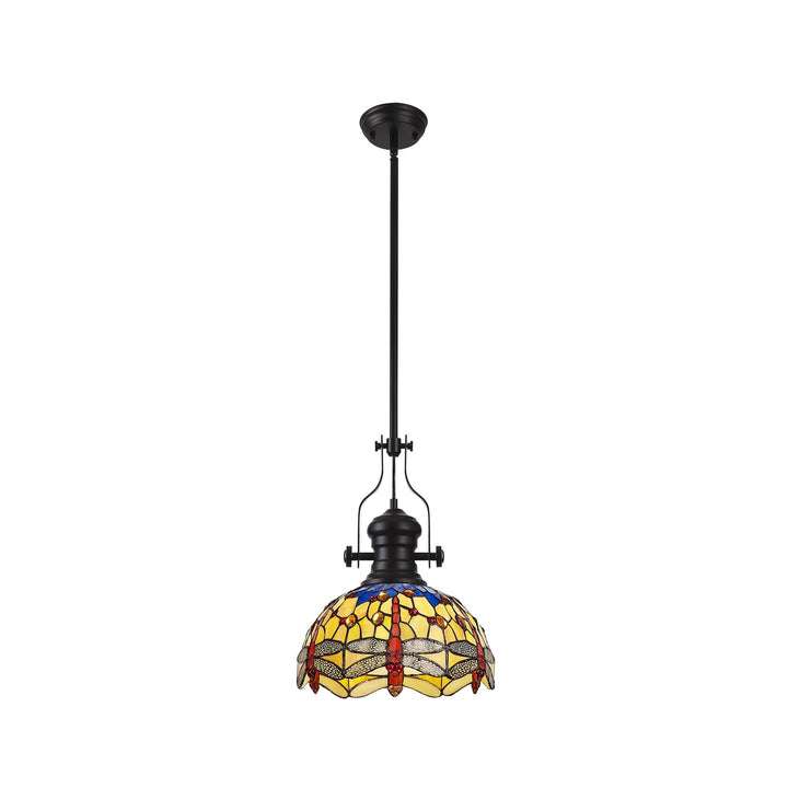 Nelson Lighting NLK15079 Louis, Heidi 1 Light Pendant Matt Black Orange/Blue