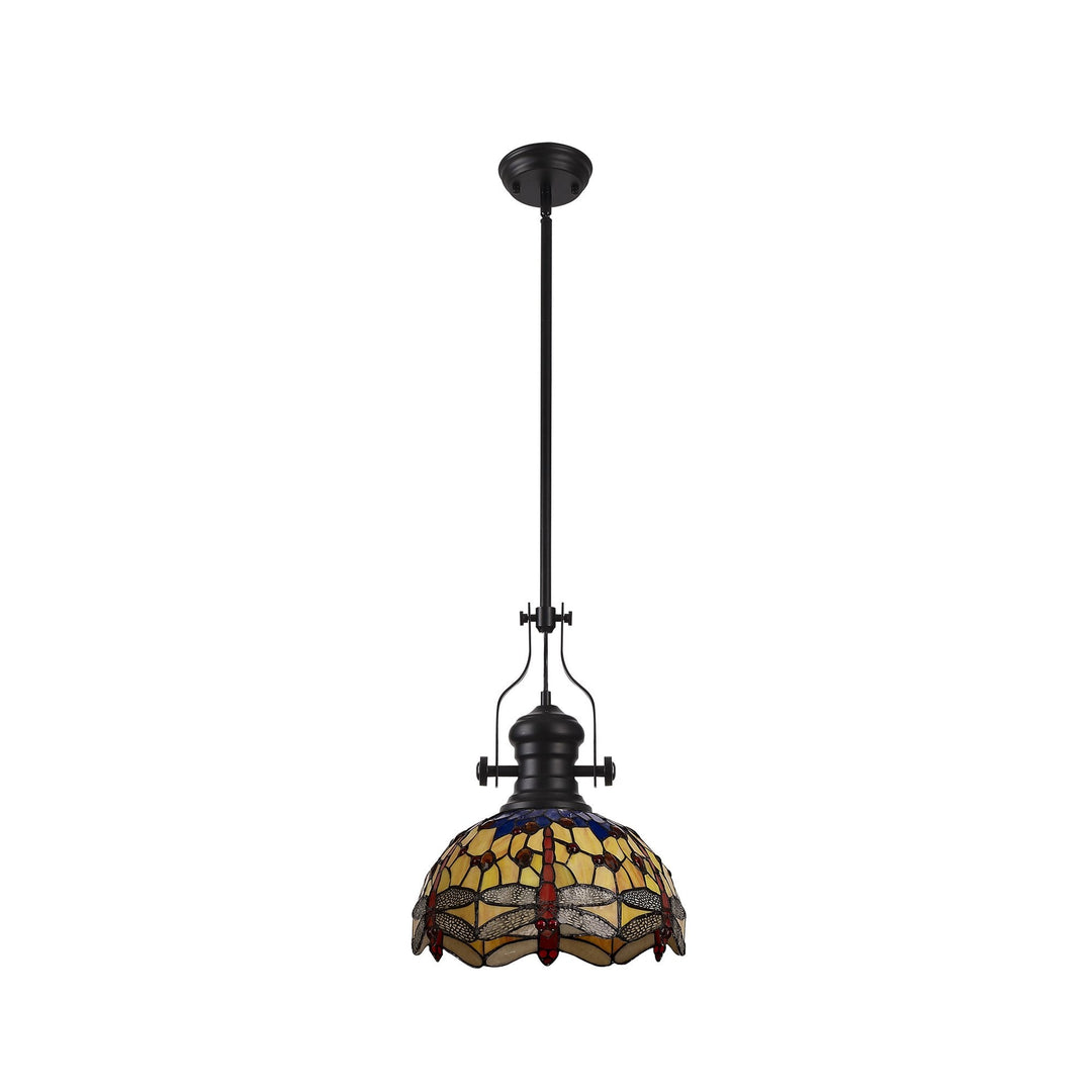 Nelson Lighting NLK15079 Louis, Heidi 1 Light Pendant Matt Black Orange/Blue