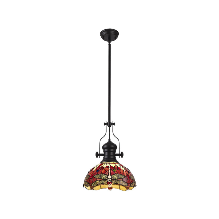 Nelson Lighting NLK15089 Louis, Heidi 1 Light Pendant Matt Black Purple/Pink