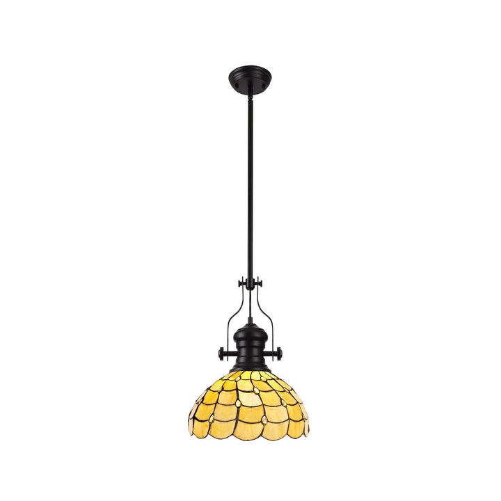 Nelson Lighting NLK15109 Louis, Chrisy 1 Light Pendant Matt Black Beige