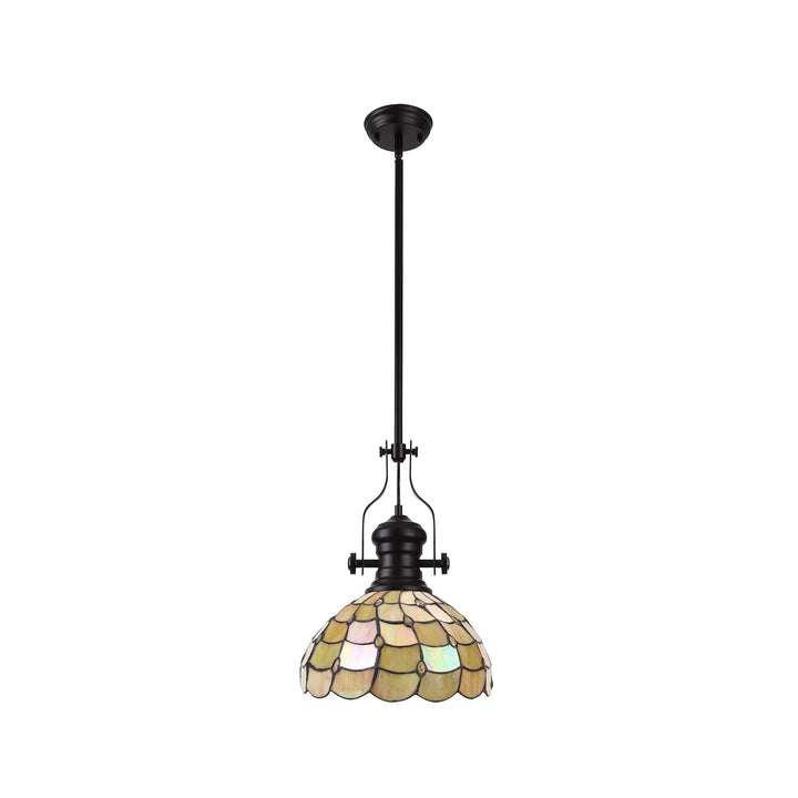 Nelson Lighting NLK15109 Louis, Chrisy 1 Light Pendant Matt Black Beige