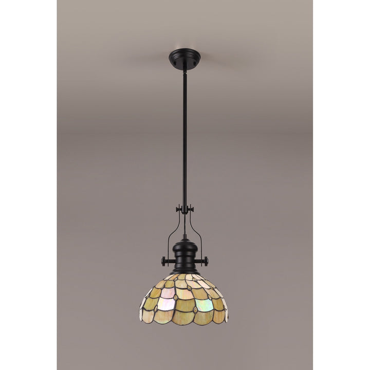 Nelson Lighting NLK15109 Louis, Chrisy 1 Light Pendant Matt Black Beige