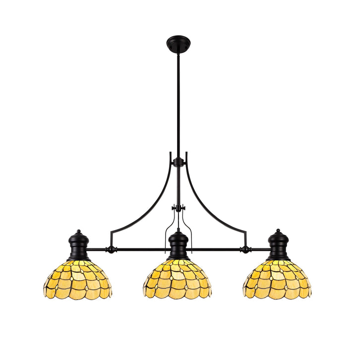 Nelson Lighting NLK15239 Louis, Chrisy 3 Light Linear Pendant Matt Black Beige