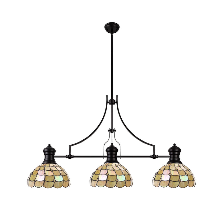 Nelson Lighting NLK15239 Louis, Chrisy 3 Light Linear Pendant Matt Black Beige