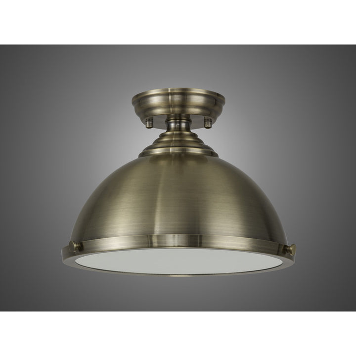 Nelson Lighting NLK15259 Louis 1 Light Flush Ceiling Light Antique Brass Frosted White