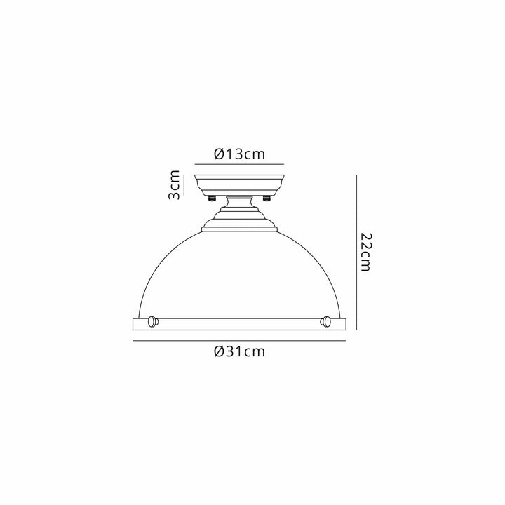 Nelson Lighting NLK15269 Louis 1 Light Flush Ceiling Light Matt Black Frosted White