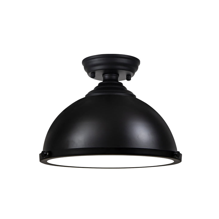 Nelson Lighting NLK15269 Louis 1 Light Flush Ceiling Light Matt Black Frosted White