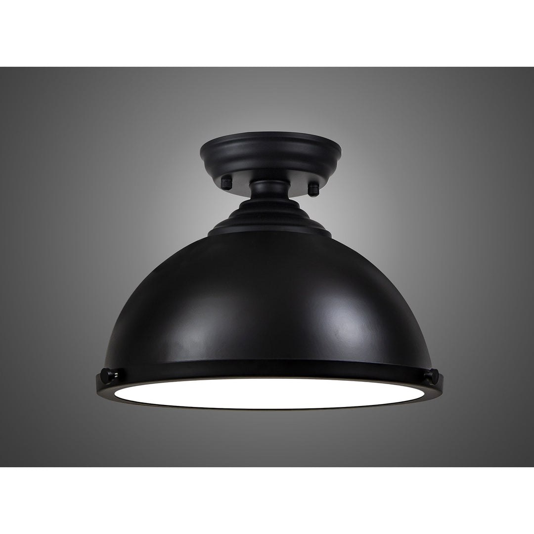 Nelson Lighting NLK15269 Louis 1 Light Flush Ceiling Light Matt Black Frosted White