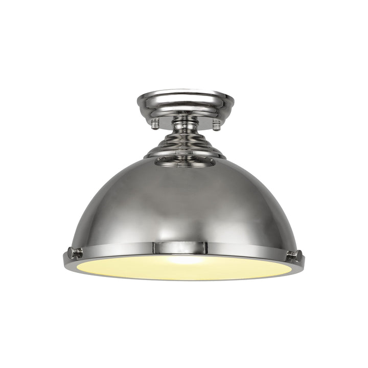 Nelson Lighting NLK15279 Louis 1 Light Flush Ceiling Light Polished Nickel Frosted White