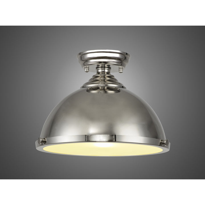 Nelson Lighting NLK15279 Louis 1 Light Flush Ceiling Light Polished Nickel Frosted White