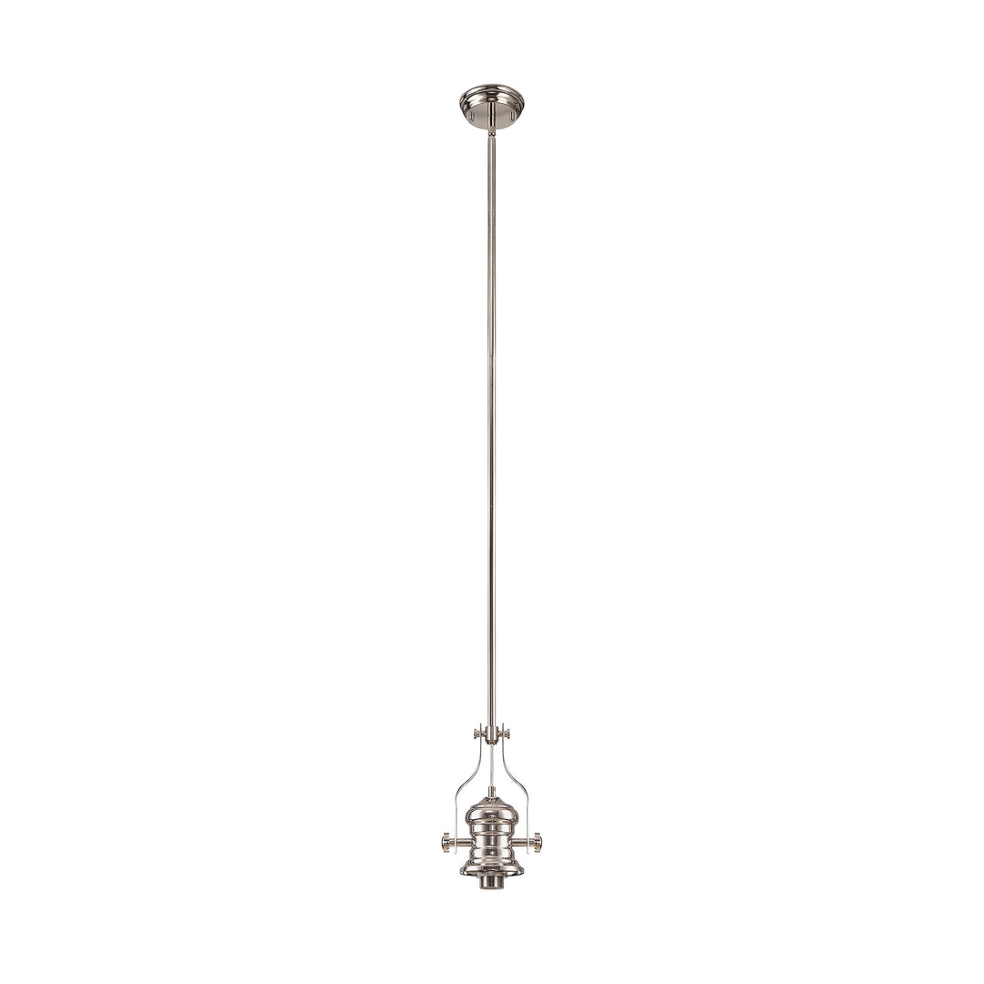 Nelson Lighting NLK15369 Louis 1 Light Round Pendant Polished Nickel Clear