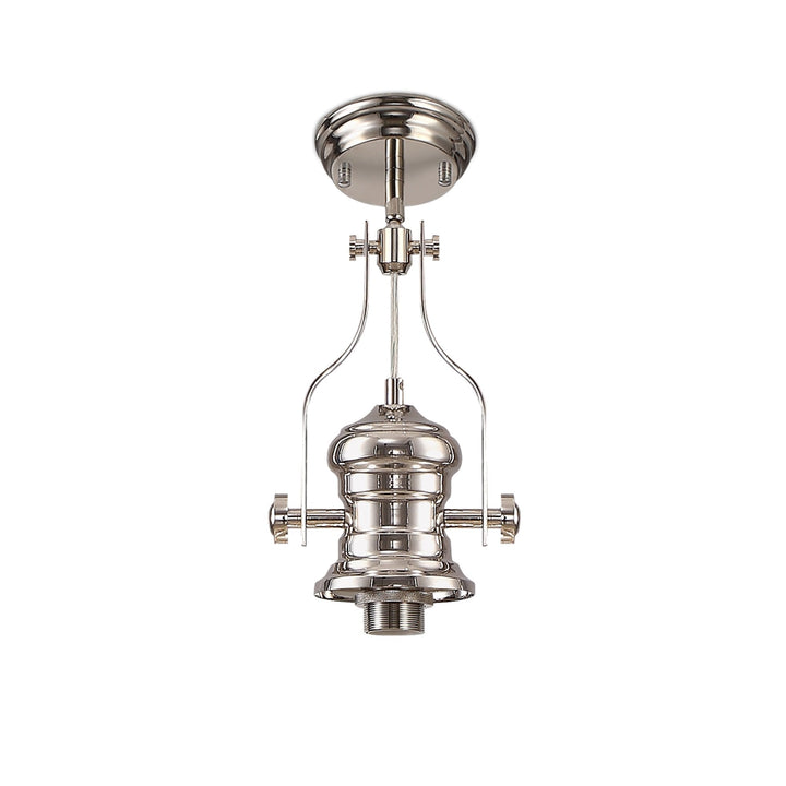 Nelson Lighting NLK15369 Louis 1 Light Round Pendant Polished Nickel Clear