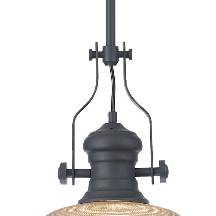 Nelson Lighting NLK15379 Louis 1 Light Pendant Graphite Prismatic