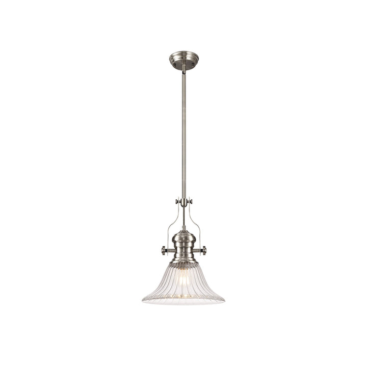 Nelson Lighting NLK15389 Louis 1 Light Pendant Satin Nickel Clear