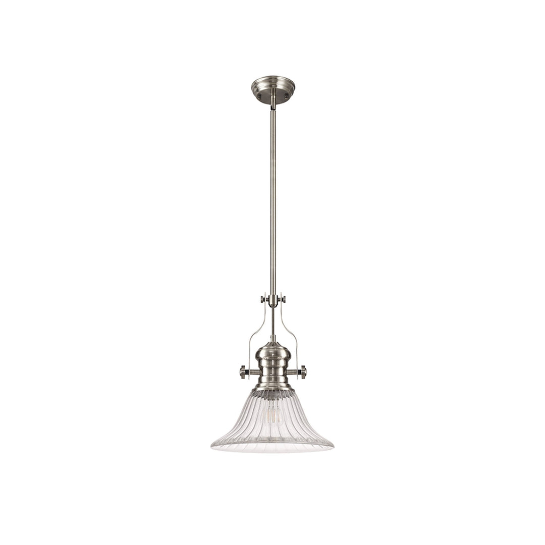 Nelson Lighting NLK15389 Louis 1 Light Pendant Satin Nickel Clear