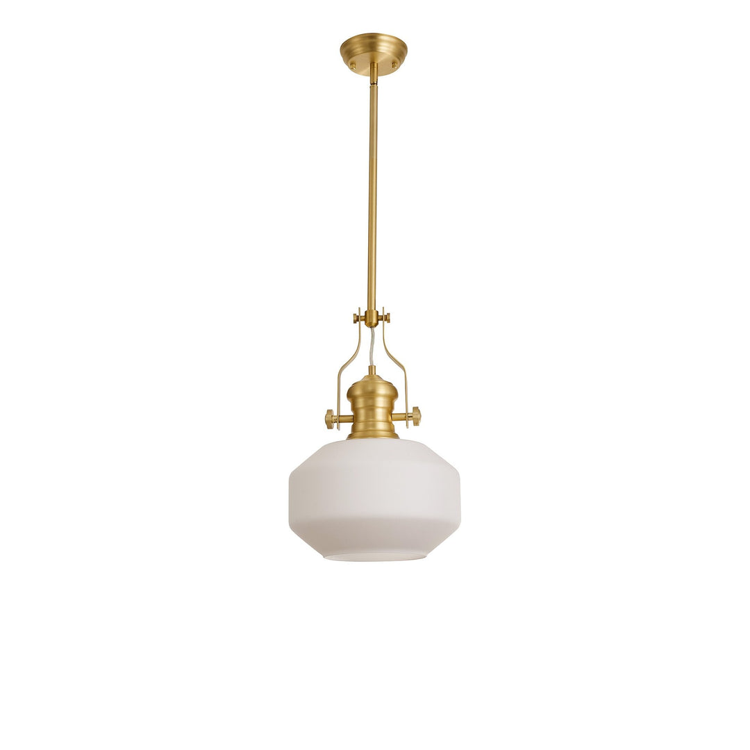 Nelson Lighting NLK15399 Louis 1 Light Round Pendant Satin Gold Opal