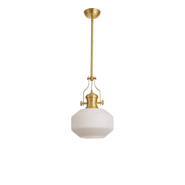 Nelson Lighting NLK15399 Louis 1 Light Round Pendant Satin Gold Opal