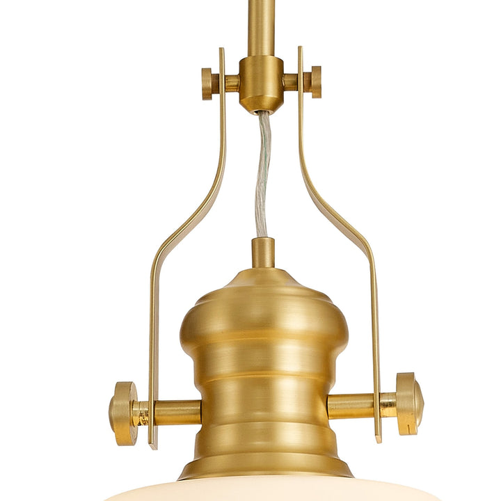 Nelson Lighting NLK15399 Louis 1 Light Round Pendant Satin Gold Opal