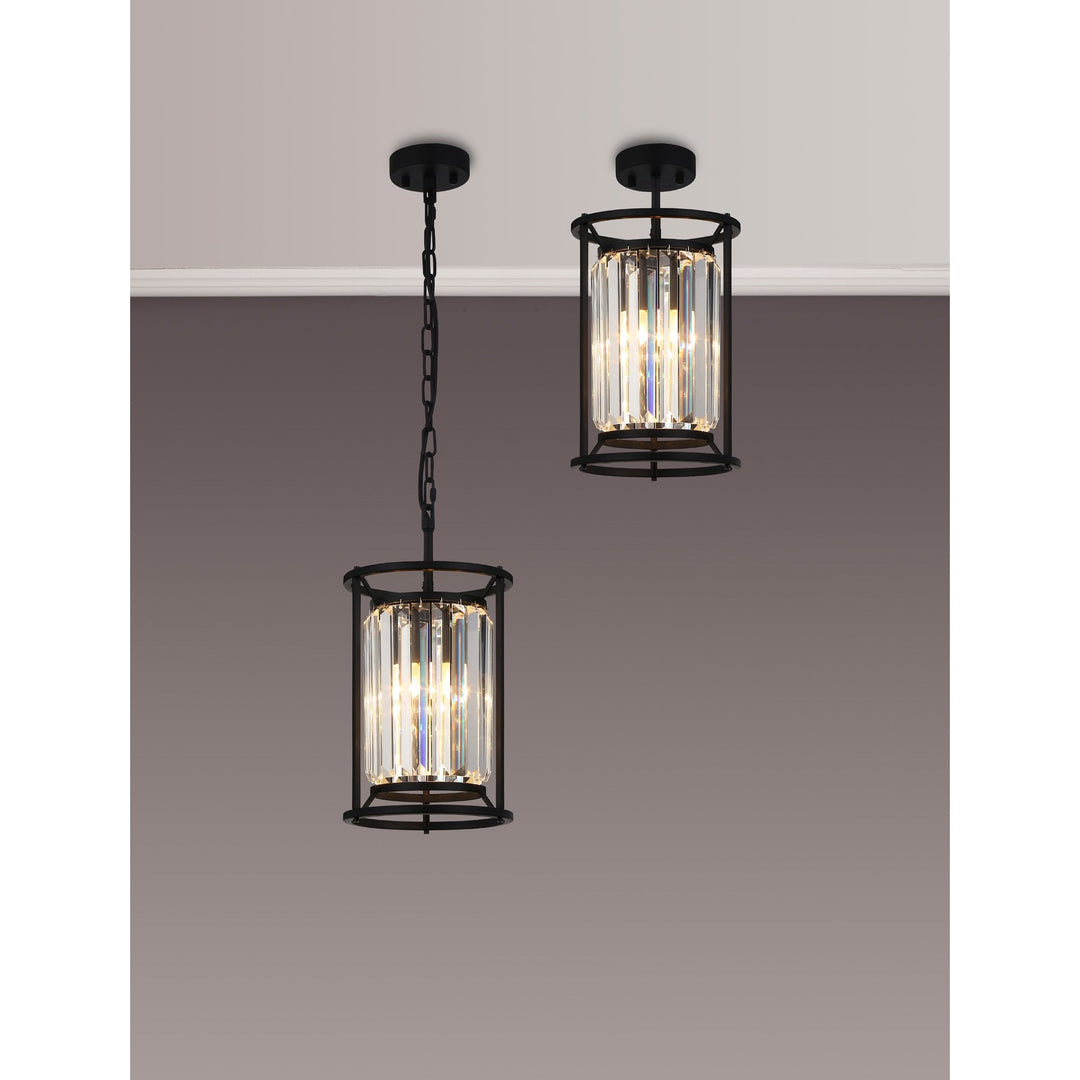 Nelson Lighting NL91059 Maccia 1 Light Pendant/Ceiling Light Satin Black Clear