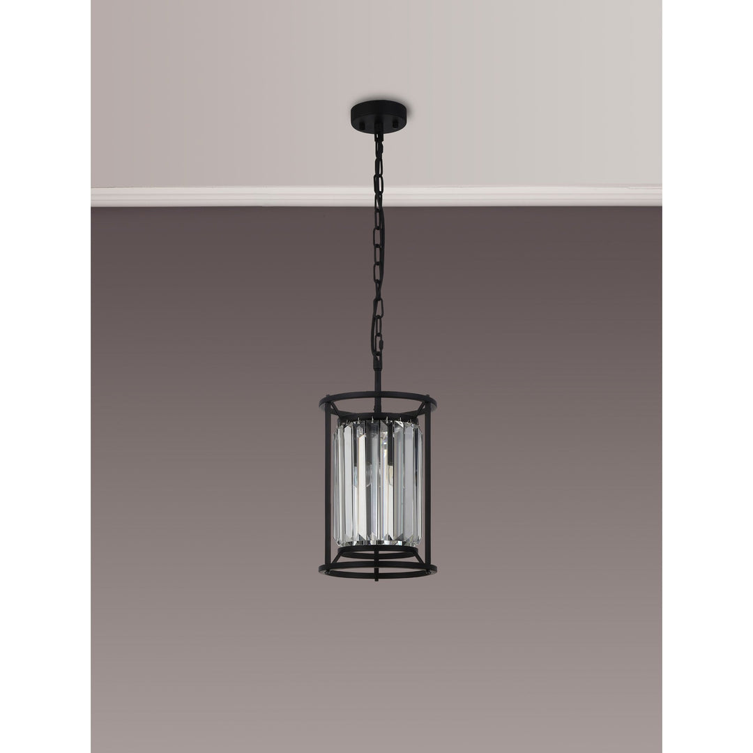 Nelson Lighting NL91059 Maccia 1 Light Pendant/Ceiling Light Satin Black Clear