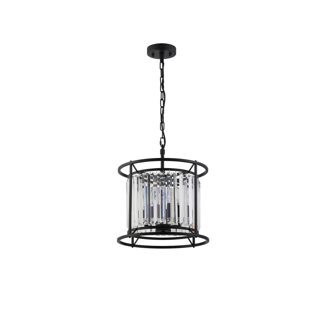 Nelson Lighting NL91069 Maccia 3 Light Pendant/Ceiling Light Satin Black Clear