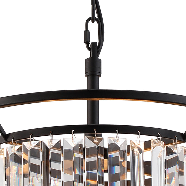 Nelson Lighting NL91069 Maccia 3 Light Pendant/Ceiling Light Satin Black Clear