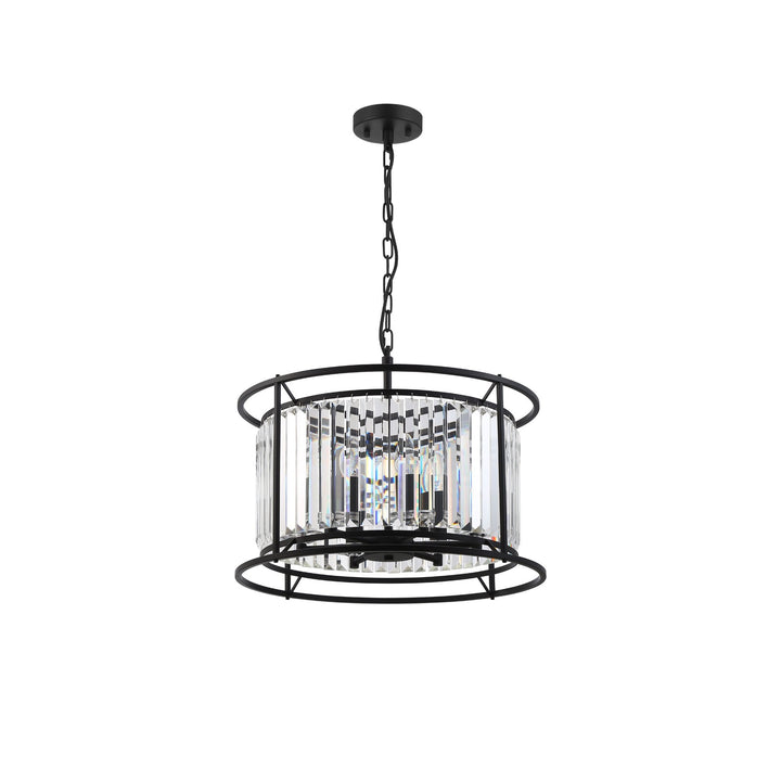 Nelson Lighting NL91079 Maccia 6 Light Pendant/Ceiling Light Satin Black Clear