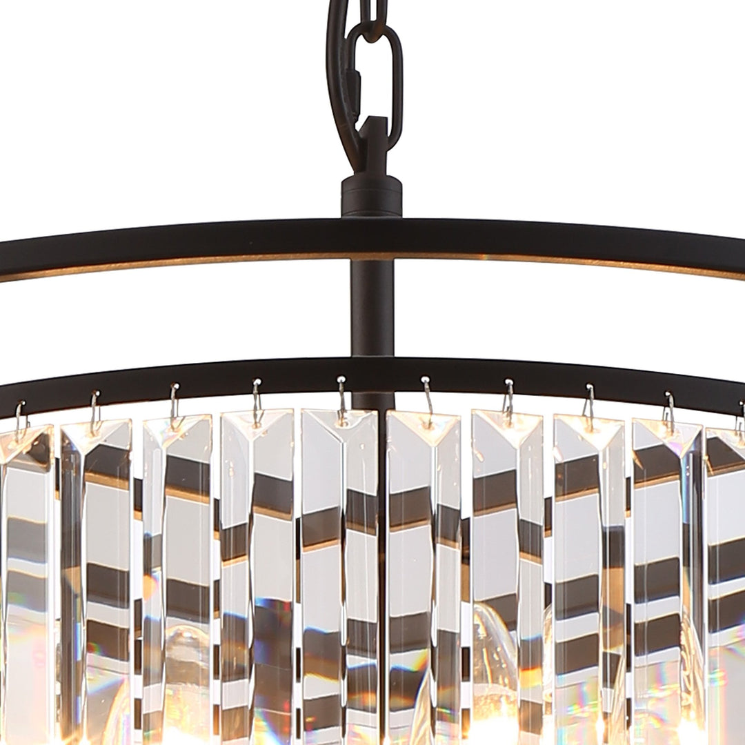 Nelson Lighting NL91079 Maccia 6 Light Pendant/Ceiling Light Satin Black Clear