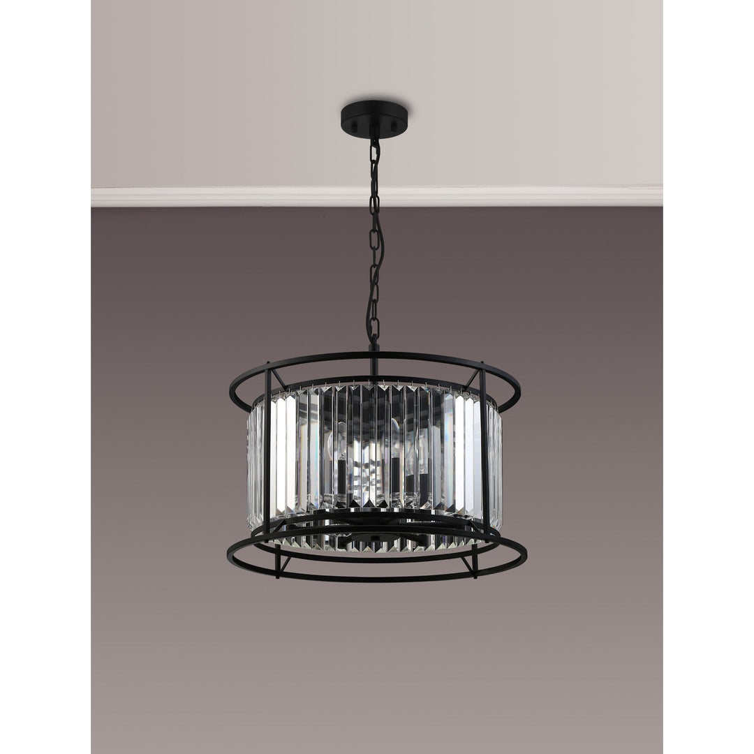 Nelson Lighting NL91079 Maccia 6 Light Pendant/Ceiling Light Satin Black Clear