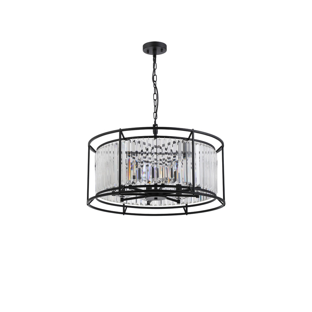 Nelson Lighting NL91089 Maccia 8 Light Pendant/Ceiling Light Satin Black Clear