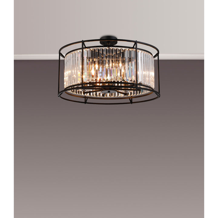 Nelson Lighting NL91089 Maccia 8 Light Pendant/Ceiling Light Satin Black Clear