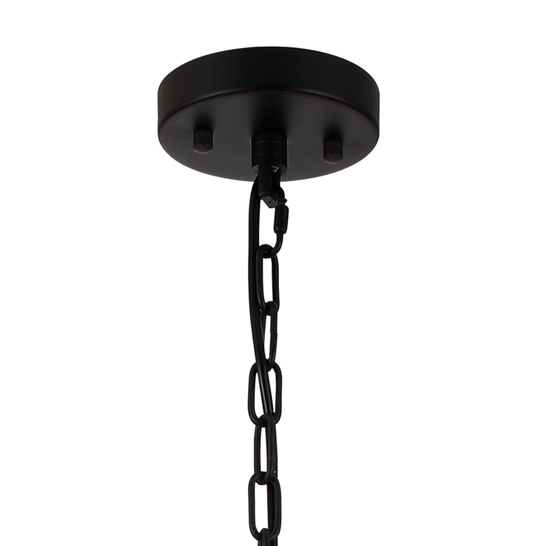 Nelson Lighting NL91099 Maccia 6 Light Pendant/Ceiling Light Satin Black Clear