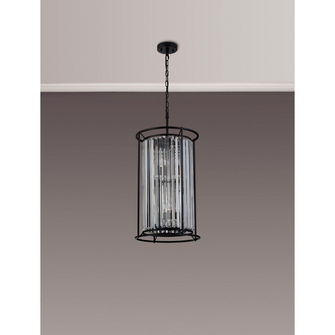 Nelson Lighting NL91099 Maccia 6 Light Pendant/Ceiling Light Satin Black Clear