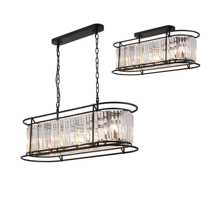 Nelson Lighting NL91109 Maccia 7 Light Pendant/Ceiling Light Satin Black Clear