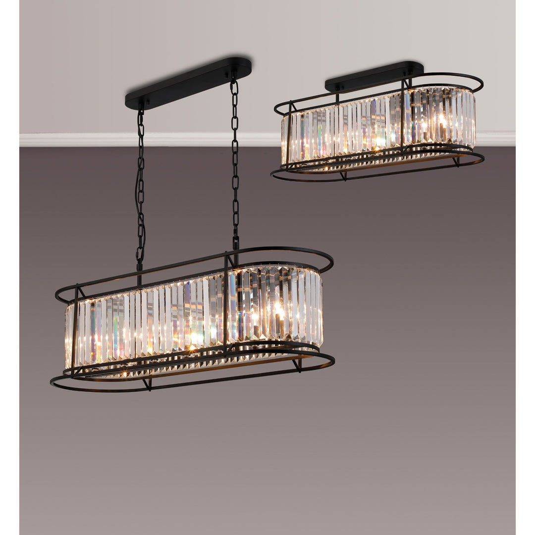 Nelson Lighting NL91109 Maccia 7 Light Pendant/Ceiling Light Satin Black Clear