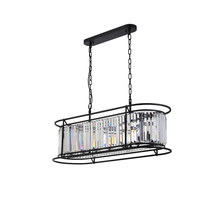 Nelson Lighting NL91109 Maccia 7 Light Pendant/Ceiling Light Satin Black Clear