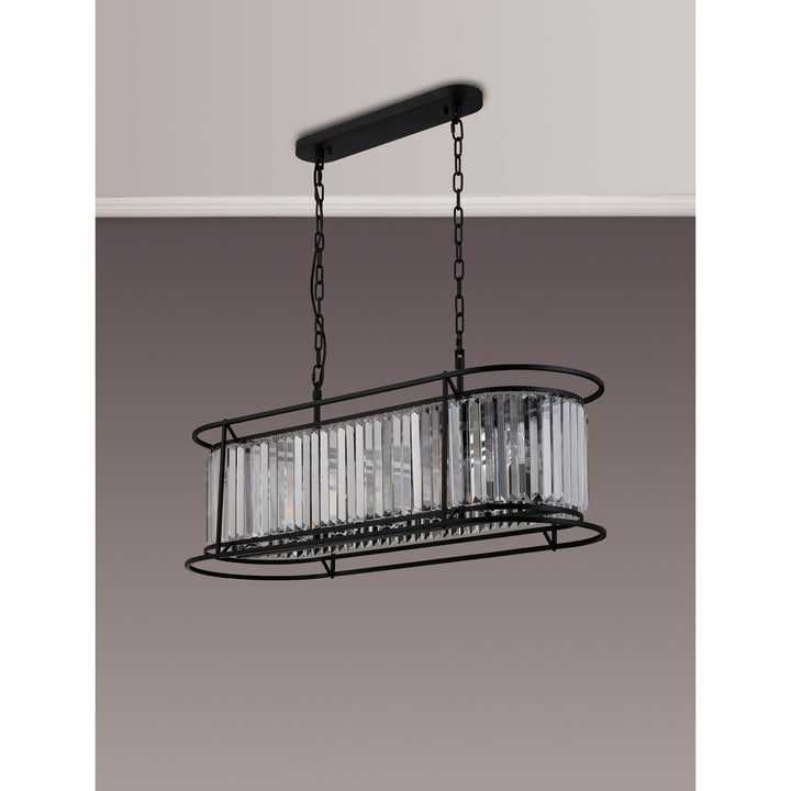 Nelson Lighting NL91109 Maccia 7 Light Pendant/Ceiling Light Satin Black Clear