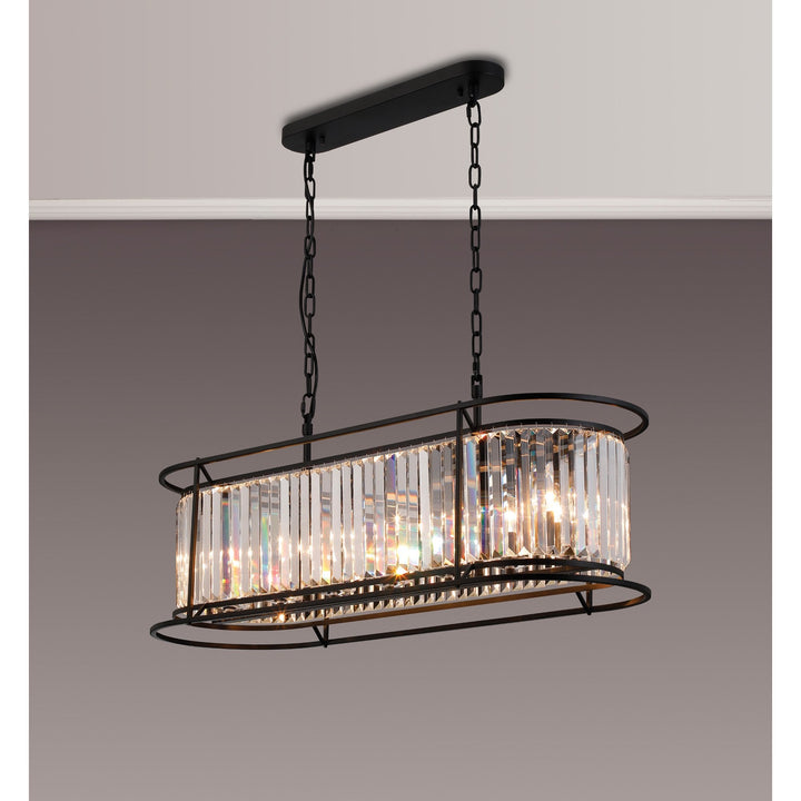 Nelson Lighting NL91109 Maccia 7 Light Pendant/Ceiling Light Satin Black Clear