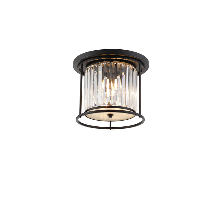 Nelson Lighting NL91119 Maccia 3 Light Flush Ceiling Light Satin Black Clear