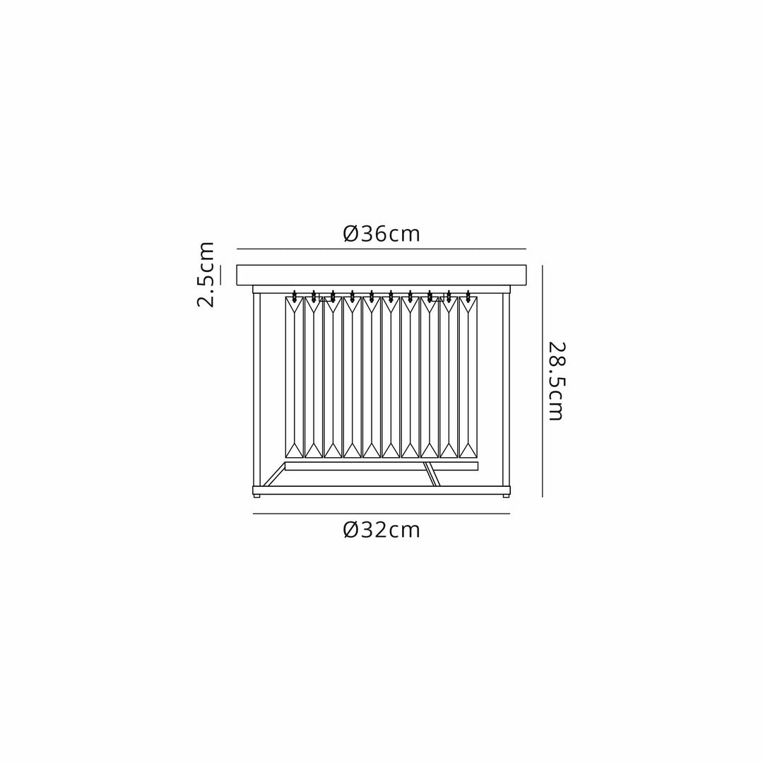 Nelson Lighting NL91119 Maccia 3 Light Flush Ceiling Light Satin Black Clear