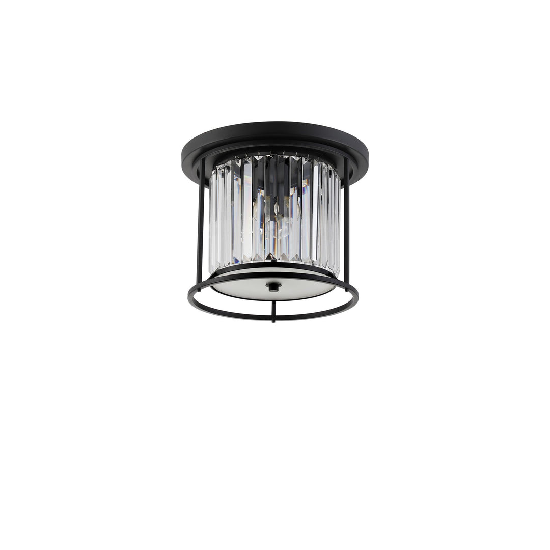 Nelson Lighting NL91119 Maccia 3 Light Flush Ceiling Light Satin Black Clear