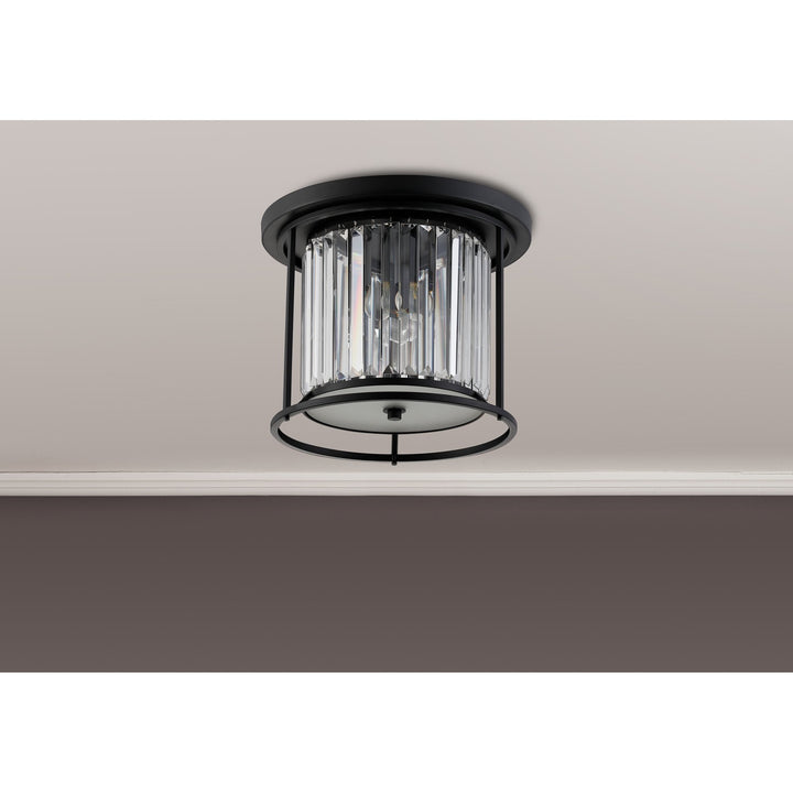 Nelson Lighting NL91119 Maccia 3 Light Flush Ceiling Light Satin Black Clear