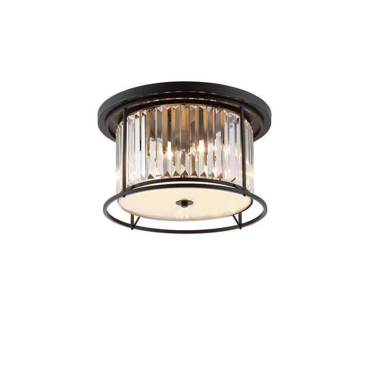 Nelson Lighting NL91129 Maccia 4 Light Flush Ceiling Light Satin Black Clear