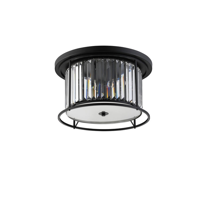 Nelson Lighting NL91129 Maccia 4 Light Flush Ceiling Light Satin Black Clear