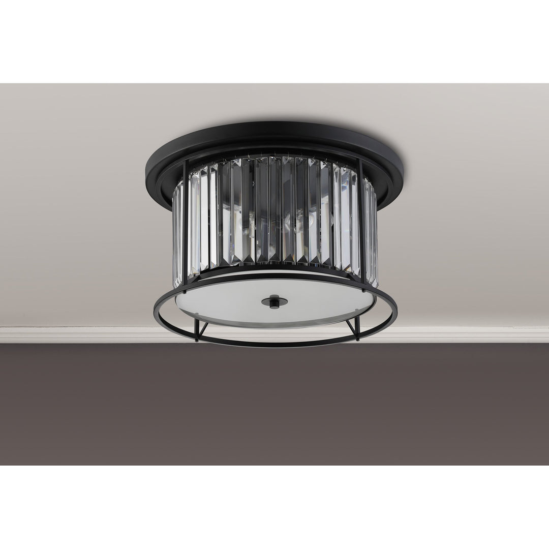 Nelson Lighting NL91129 Maccia 4 Light Flush Ceiling Light Satin Black Clear