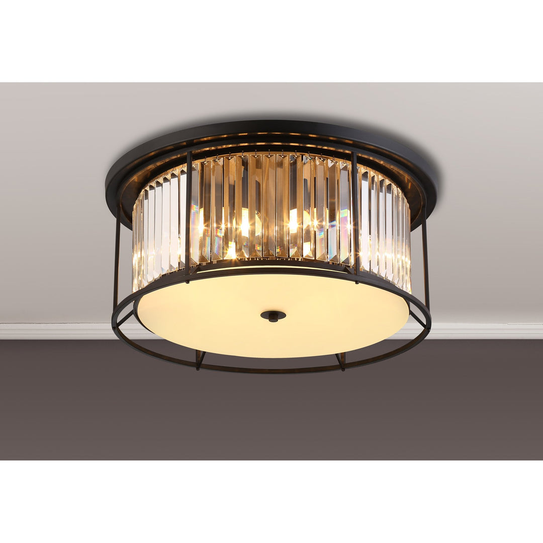 Nelson Lighting NL91139 Maccia 6 Light Flush Ceiling Light Satin Black Clear