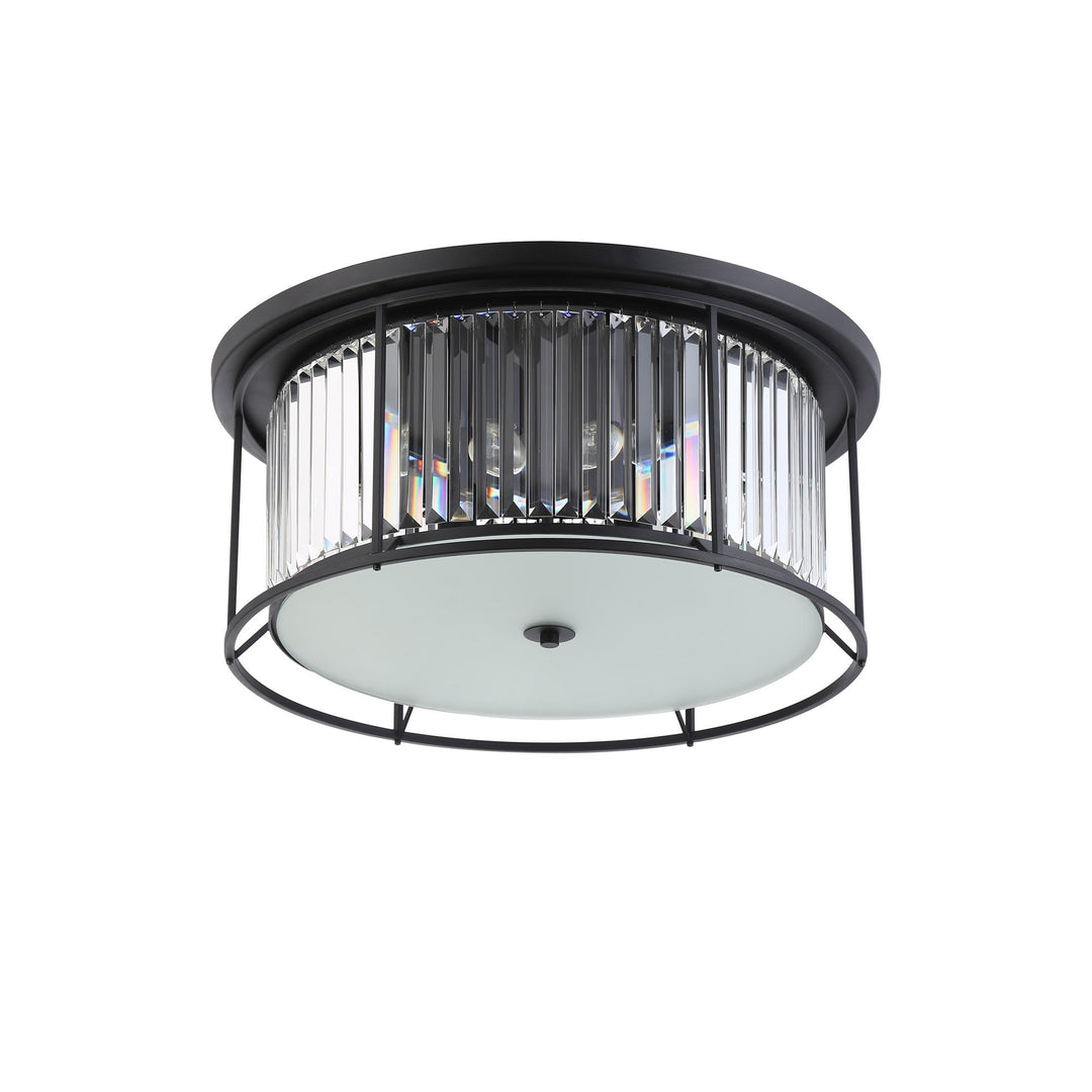 Nelson Lighting NL91139 Maccia 6 Light Flush Ceiling Light Satin Black Clear