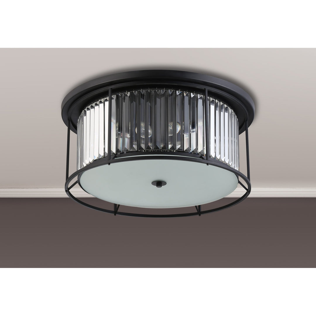 Nelson Lighting NL91139 Maccia 6 Light Flush Ceiling Light Satin Black Clear